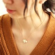 Model Wearing Delicate Personalised Double Valentine's Heart Charm Necklace