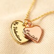 Mixed Metal Personalised Double Valentine's Heart Charm Necklace