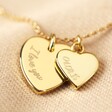 Gold Personalised Double Valentine's Heart Charm Necklace