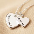 Silver Personalised Double Valentine's Heart Charm Necklace