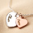 Engraved Personalised Double Valentine's Heart Charm Necklace