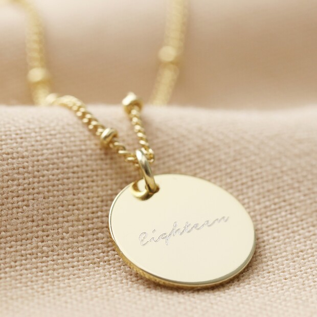 Eighteen Birthday Sterling Silver Disc Necklace Eighteen Birthday Sterling Silver Disc Necklace