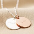 Personalised Family Names Sterling Silver Disc Necklace in Silver and Rose Gold