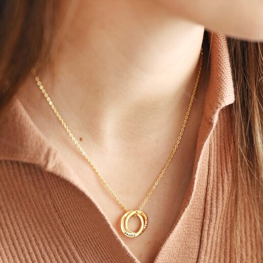 Interlocking Circle Necklace 10K Yellow Gold 18