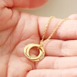 Model Holding Personalised Gold Sterling Silver Interlocking Circles Necklace