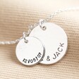 Lisa Angel Silver Personalised Hammered Double Disc Charm Necklace