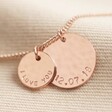 Lisa Angel Rose Gold Personalised Hammered Double Disc Charm Necklace