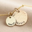 Lisa Angel Gold Personalised Hammered Double Disc Charm Necklace