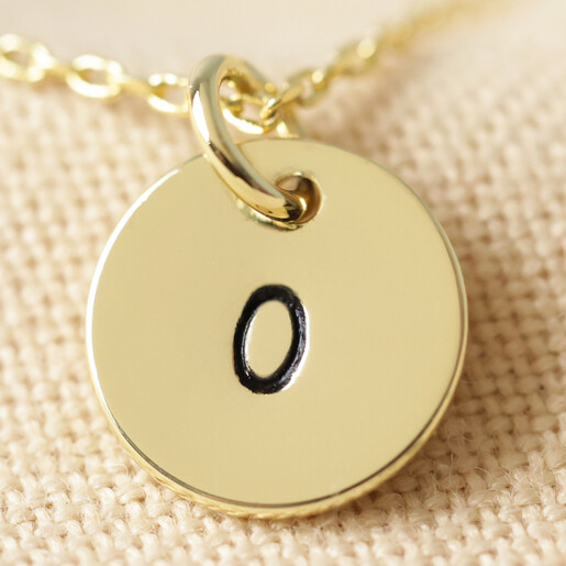 14K Gold Filled Tiny Circle Disc Initial Necklace - Laurane Elisabeth