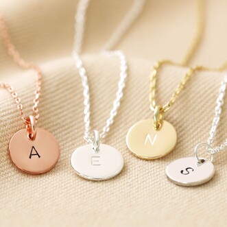 Personalised Disc Charm Initial Necklace