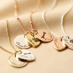 Personalised Mixed Metal Heart and Disc Charm 'Family' Necklace