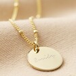 Personalised Name Sterling Silver Disc Necklace in Gold