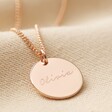 Personalised Name Sterling Silver Disc Necklace in Rose Gold