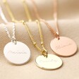 Personalised Name Sterling Silver Disc Necklace in All Three Colours