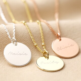 Personalised Name Sterling Silver Disc Necklace