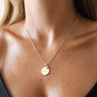 Personalised Organic Shape and Birthstone Charm Necklace