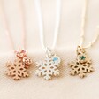 Three Personalised Snowflake and Birthstone Charm Necklaces in Silver, Gold and Rose Gold