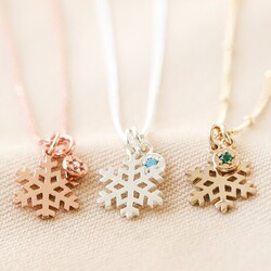 Personalised Snowflake and Birthstone Charm Necklace