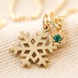 Gold Personalised Snowflake and Birthstone Charm Necklace