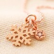 Rose Gold Personalised Snowflake and Birthstone Charm Necklace