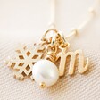 Gold Personalised Snowflake and Pearl Necklace with Initial Charm