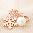 Rose Gold Personalised Snowflake and Pearl Necklace with Initial Charm