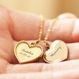 Model Holding Rose Gold and Gold Personalised Heart Necklace