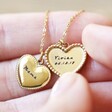 Gold Personalised Stainless Steel Double Dotted Heart Necklace