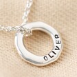 Personalised Sterling Silver Organic Hoops Necklace on Fabric