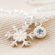 Close Up of Personalised Sterling Silver Snowflake and Birthstone Charm Necklace