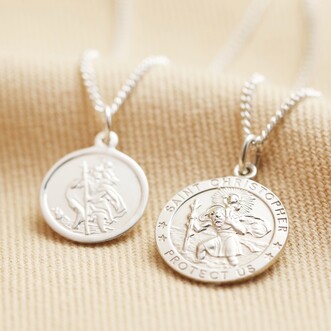 Sterling Silver St Christopher Pendant Necklace