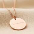Close Up of Twenty-One Birthday Sterling Silver Disc Necklace