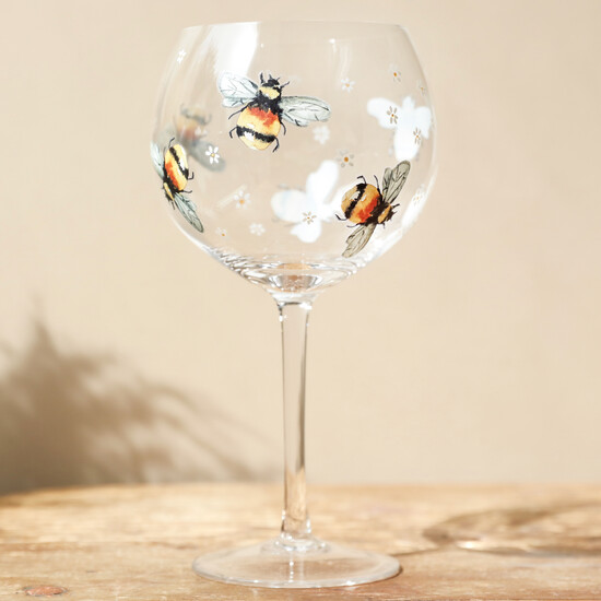 Floral Bumblebee Gin Glass