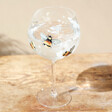 Floral Bumblebee Gin Glass on Wooden Table