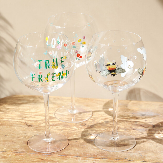 Floral Bumblebee Gin Glass Glassware Lisa Angel