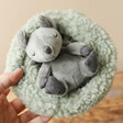 Model Holding Jellycat Hibernating Mouse Soft Toy