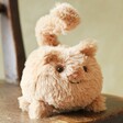 front of Jellycat Kitten Caboodle Soft Toy in Ginger sat on wooden table