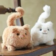 Jellycat Kitten Caboodle Soft Toy in Ginger and cream on wooden table