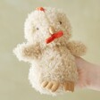 Model Holding Jellycat Little Rooster Soft Toy