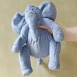 model holding Jellycat Rumpletum Elephant Soft Toy