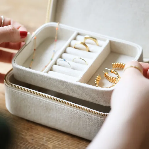 Lifetable Section inside the Natural Cotton Jewellery Case