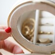 Mirror inside the Round Natural Cotton Jewellery Case