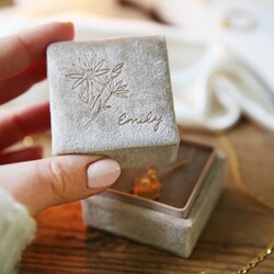 Personalised Birth Flower Velvet Jewellery Box