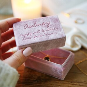 Personalised Engraved Pink Velvet Bracelet Box