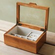 Open Small Personalised Glass Top Wooden Jewellery Box
