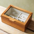 Small Sized Engraved Personalised Glass Top Wooden Jewellery Box