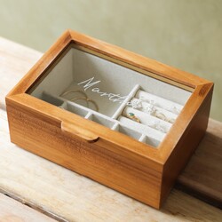 Personalised Glass Top Wooden Jewellery Box