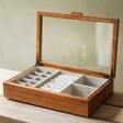 Open Large Personalised Glass Top Wooden Jewellery Box