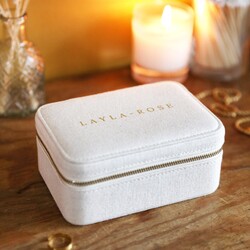 Personalised Natural Linen Jewellery Case
