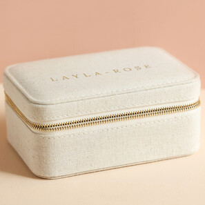 Personalised Natural Linen Jewellery Case